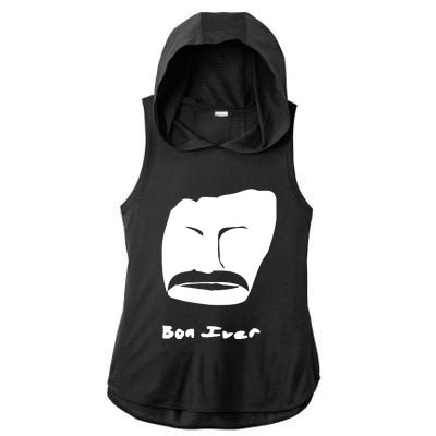 Bon Iver Face Ladies PosiCharge Tri-Blend Wicking Draft Hoodie Tank