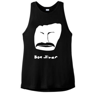 Bon Iver Face Ladies PosiCharge Tri-Blend Wicking Tank