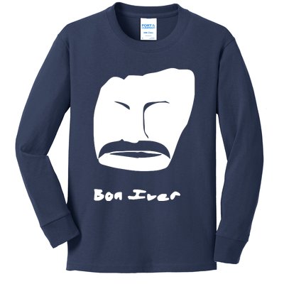 Bon Iver Face Kids Long Sleeve Shirt