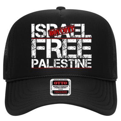 Boycott Israel Free Palestine High Crown Mesh Back Trucker Hat