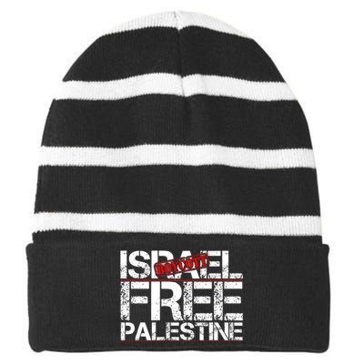 Boycott Israel Free Palestine Striped Beanie with Solid Band