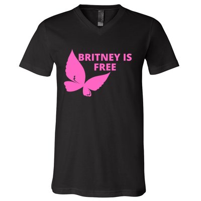 Britney Is Free Butterfly V-Neck T-Shirt