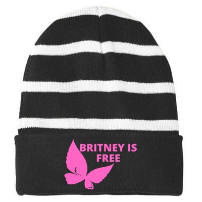 Britney Is Free Butterfly Striped Beanie with Solid Band