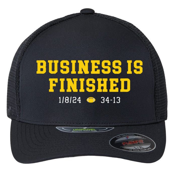 Business Is Finished Michigan Flexfit Unipanel Trucker Cap