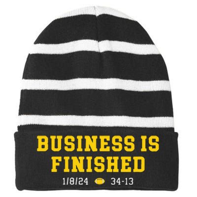 Business Is Finished Michigan Striped Beanie with Solid Band