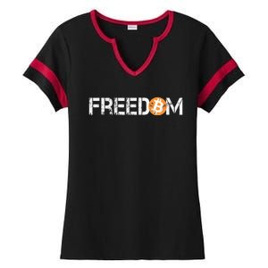 Bitcoin Is Freedom Hodl Crypto Currency Trading Trader Gift Ladies Halftime Notch Neck Tee