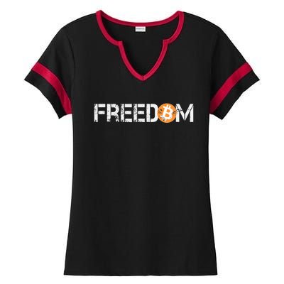 Bitcoin Is Freedom Hodl Crypto Currency Trading Trader Gift Ladies Halftime Notch Neck Tee