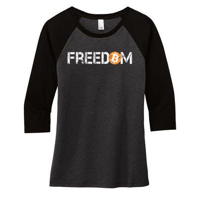 Bitcoin Is Freedom Hodl Crypto Currency Trading Trader Gift Women's Tri-Blend 3/4-Sleeve Raglan Shirt