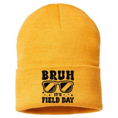 Bruh Its Field Day Teacher Happy Field Day Sustainable Knit Beanie