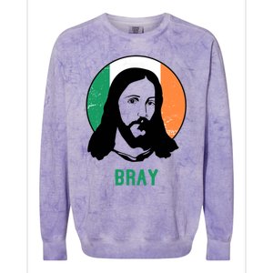 Bray Ireland Flag Jesus St Patricks Day Gift Colorblast Crewneck Sweatshirt