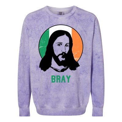 Bray Ireland Flag Jesus St Patricks Day Gift Colorblast Crewneck Sweatshirt