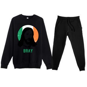 Bray Ireland Flag Jesus St Patricks Day Gift Premium Crewneck Sweatsuit Set