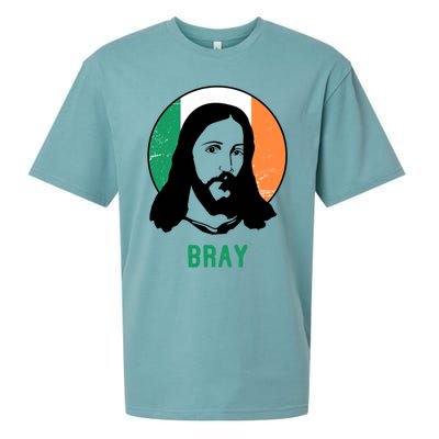 Bray Ireland Flag Jesus St Patricks Day Gift Sueded Cloud Jersey T-Shirt