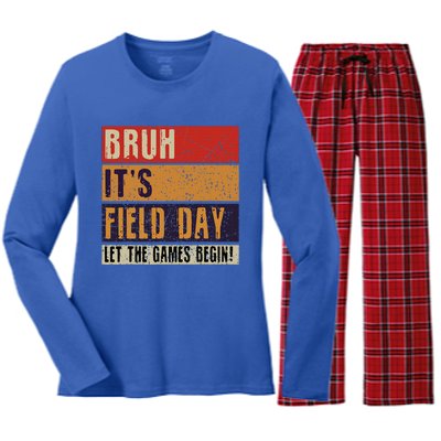 Bruh It’S Field Day Let The Games Begin Women's Long Sleeve Flannel Pajama Set 