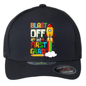 Blast Into First Grade Back To School 1st Grade Flexfit Unipanel Trucker Cap