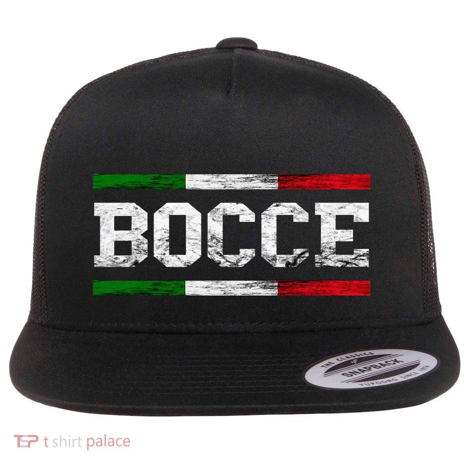 Bocce Italy Flag Pallino Petanque Italian Pride Boccia Team Flat Bill Trucker Hat