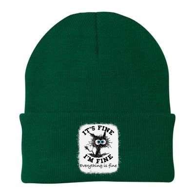 Bleached Its Fine IM Fine Everything Fine Nurse Teacher Cat Knit Cap Winter Beanie