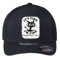 Bleached Its Fine IM Fine Everything Fine Nurse Teacher Cat Flexfit Unipanel Trucker Cap