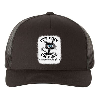 Bleached Its Fine IM Fine Everything Fine Nurse Teacher Cat Yupoong Adult 5-Panel Trucker Hat