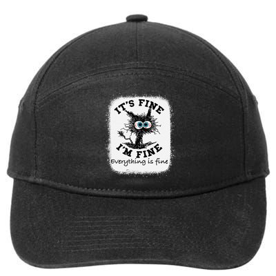 Bleached Its Fine IM Fine Everything Fine Nurse Teacher Cat 7-Panel Snapback Hat