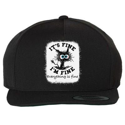 Bleached Its Fine IM Fine Everything Fine Nurse Teacher Cat Wool Snapback Cap