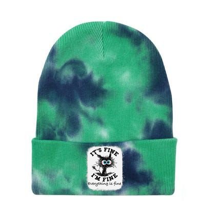 Bleached Its Fine IM Fine Everything Fine Nurse Teacher Cat Tie Dye 12in Knit Beanie