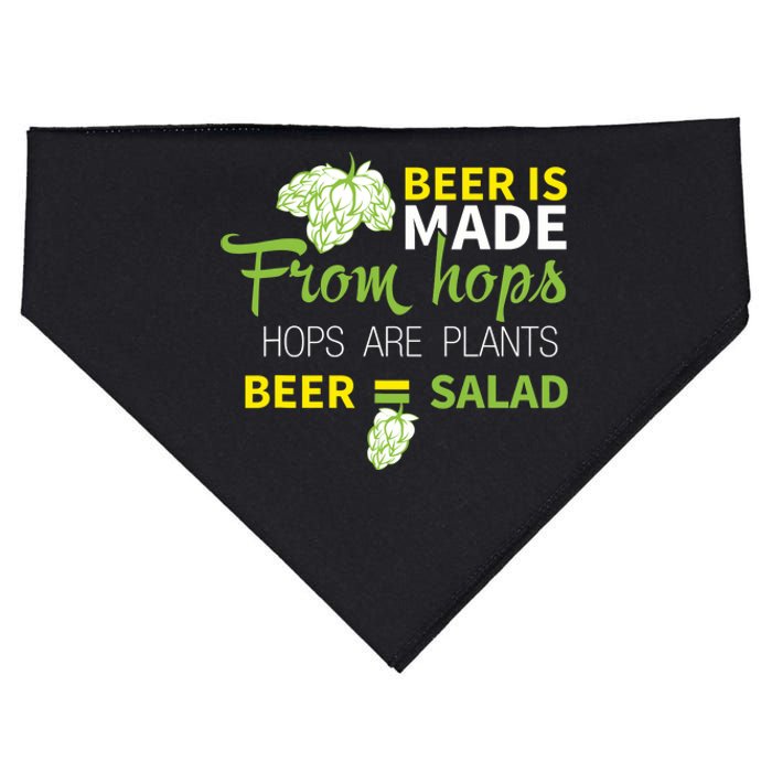 Beer Is From Hops Beer Equals Salad Alcoholic Party USA-Made Doggie Bandana