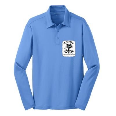 Bleached Its Fine IM Fine Everything Fine Nurse Teacher Cat Silk Touch Performance Long Sleeve Polo