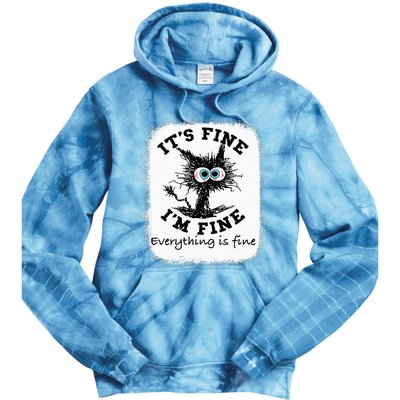 Bleached Its Fine IM Fine Everything Fine Nurse Teacher Cat Tie Dye Hoodie