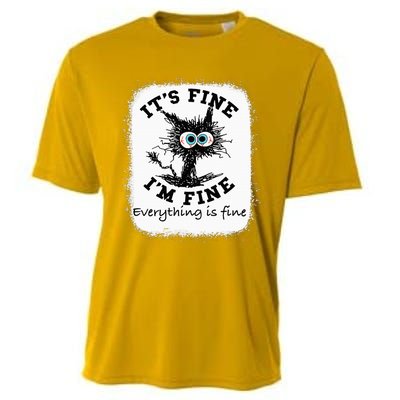 Bleached Its Fine IM Fine Everything Fine Nurse Teacher Cat Cooling Performance Crew T-Shirt