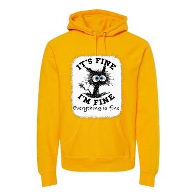 Bleached Its Fine IM Fine Everything Fine Nurse Teacher Cat Premium Hoodie