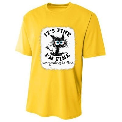 Bleached Its Fine IM Fine Everything Fine Nurse Teacher Cat Performance Sprint T-Shirt