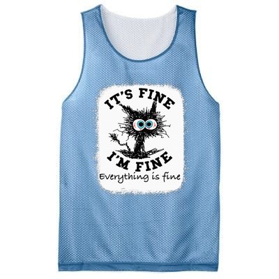 Bleached Its Fine IM Fine Everything Fine Nurse Teacher Cat Mesh Reversible Basketball Jersey Tank