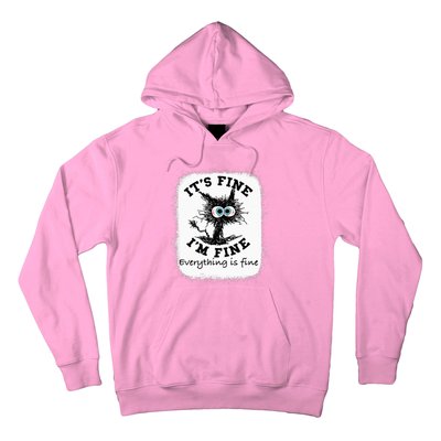 Bleached Its Fine IM Fine Everything Fine Nurse Teacher Cat Hoodie