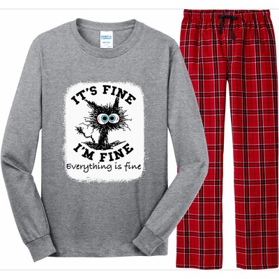 Bleached Its Fine IM Fine Everything Fine Nurse Teacher Cat Long Sleeve Pajama Set