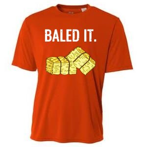 Baled It Farmer Hay Baling Bale Joke Gift Cooling Performance Crew T-Shirt