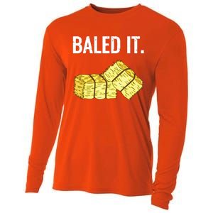 Baled It Farmer Hay Baling Bale Joke Gift Cooling Performance Long Sleeve Crew