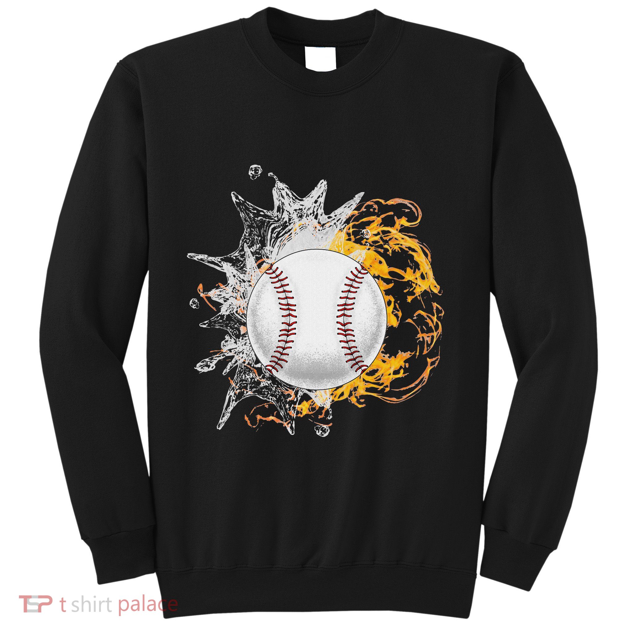 Baseball Ice Flame Fire Cool Sports Pitcher Catcher Gift Sweatshirt