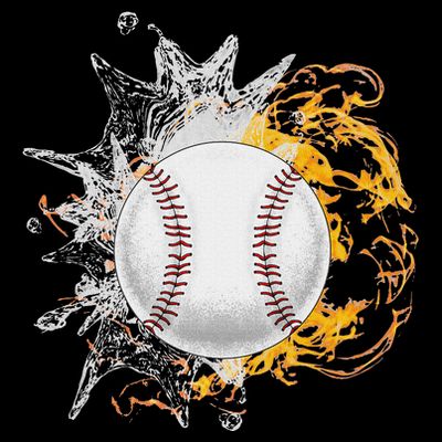 Baseball Ice Flame Fire Cool Sports Pitcher Catcher Gift T-Shirt