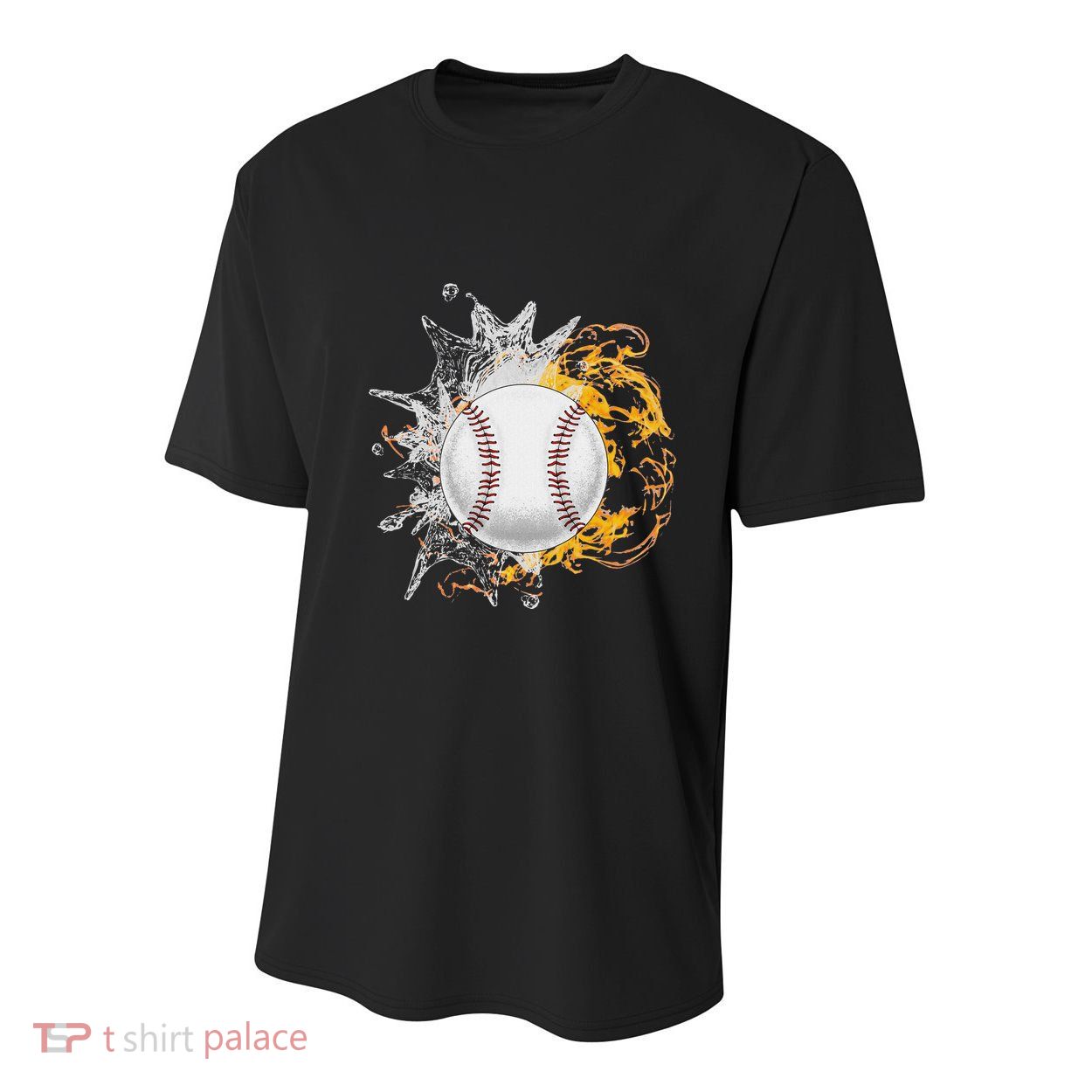 Baseball Ice Flame Fire Cool Sports Pitcher Catcher Gift Youth Performance Sprint T-Shirt