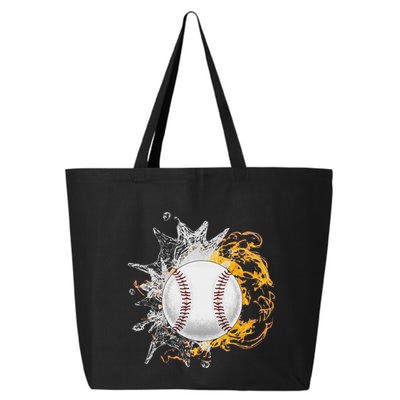 Baseball Ice Flame Fire Cool Sports Pitcher Catcher Gift 25L Jumbo Tote