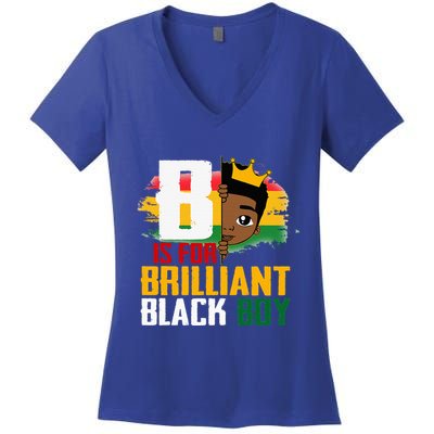 B Is For Brilliant Black BLM Pride Afro African Women's V-Neck T-Shirt