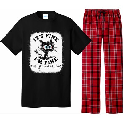 Bleached Its Fine Im Fine Everything Fine Nurse Teacher Cat Pajama Set