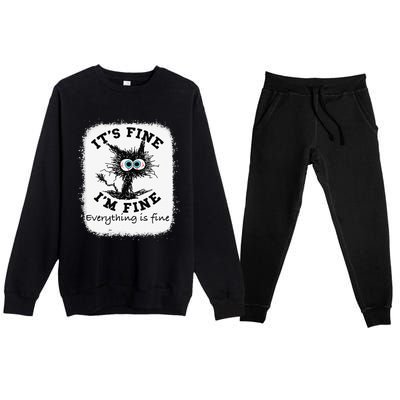 Bleached Its Fine Im Fine Everything Fine Nurse Teacher Cat Premium Crewneck Sweatsuit Set