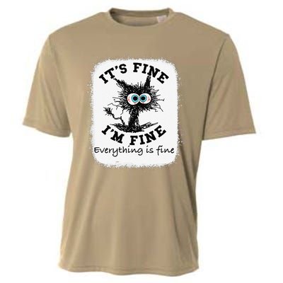 Bleached Its Fine Im Fine Everything Fine Nurse Teacher Cat Cooling Performance Crew T-Shirt