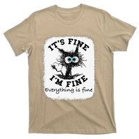 Bleached Its Fine Im Fine Everything Fine Nurse Teacher Cat T-Shirt