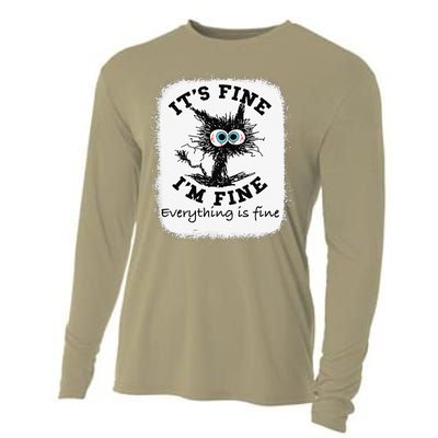 Bleached Its Fine Im Fine Everything Fine Nurse Teacher Cat Cooling Performance Long Sleeve Crew