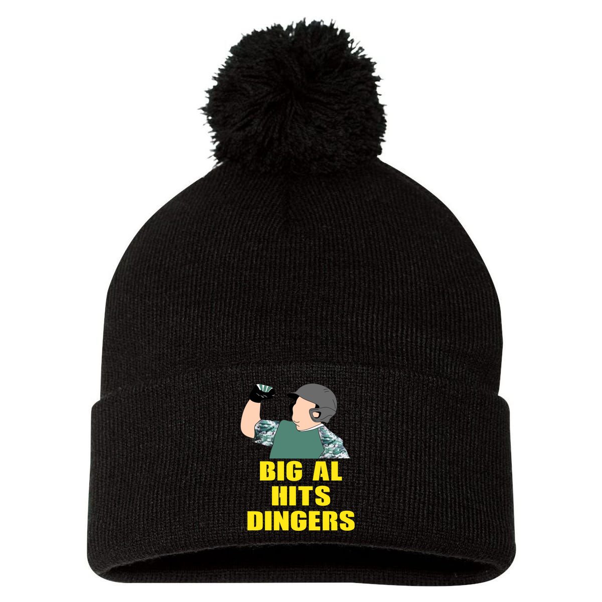Big Al Hits Dingers Pom Pom 12in Knit Beanie