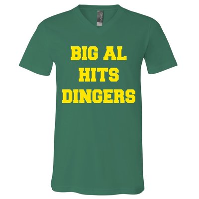 Big Al Hits Dingers Baseball V-Neck T-Shirt