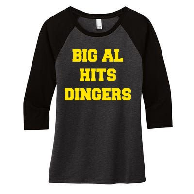 Big Al Hits Dingers Baseball Women's Tri-Blend 3/4-Sleeve Raglan Shirt